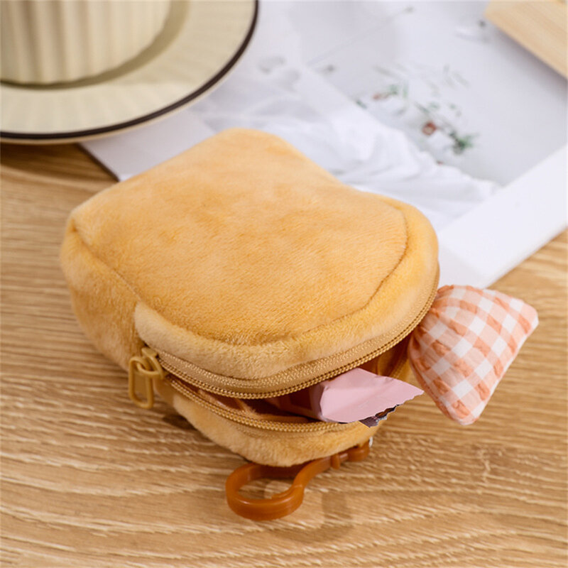 Cute Candy Color Plush Fluffy Coin Purse Women Girls Minimalist Square Change Pouch Wallet Headphone Bag Key Holder ID Card Bag