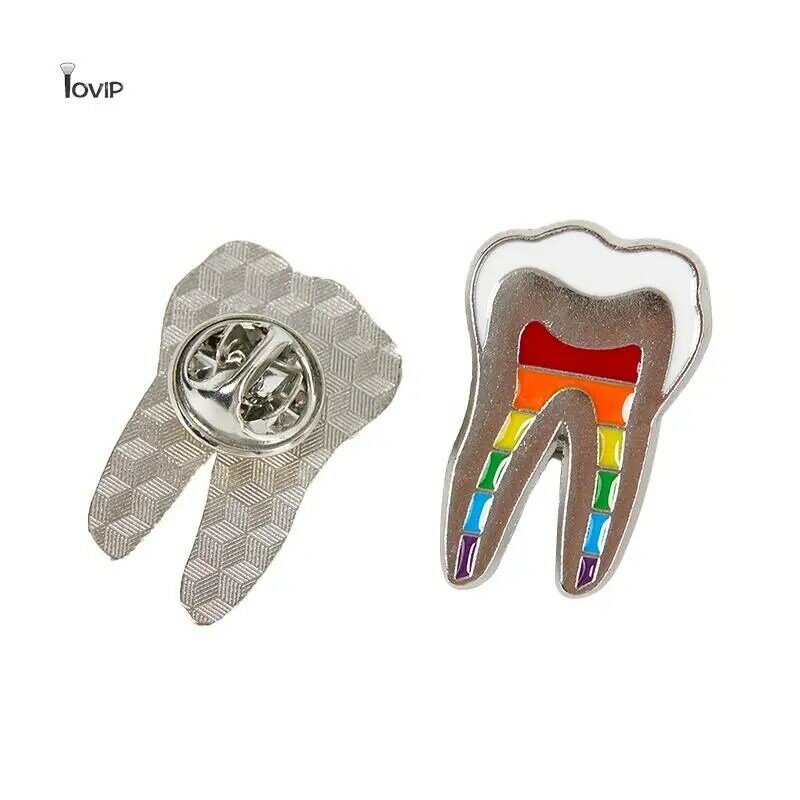 Esmalte Rainbow Teeth Broche para Mochila, Alloy Lapel Pins, Acessórios de vestuário, 1PC