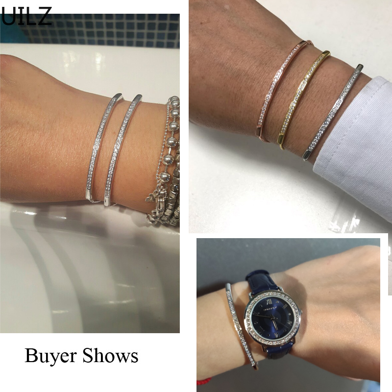 Uilz – Bracelet classique ajustable en zircone cubique pour femme, bijou de mariée
