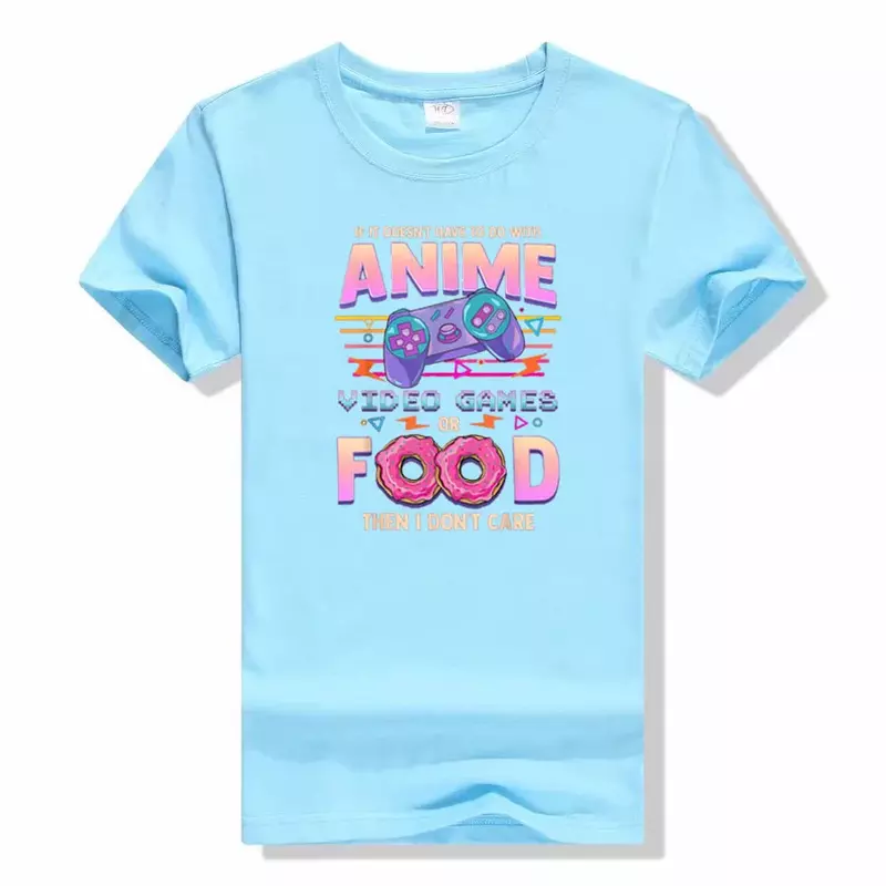 Als Het Geen Anime-Videogames Of Eten Is, Kan Het Me Niet Schelen T-Shirt Life Style Anime Lover Gamer Esthetische Kleding Cartoon Grafische Tee-Top