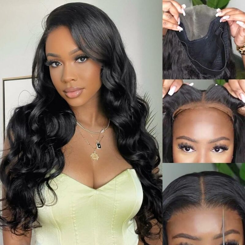 Glueless Wear And Go Prelucked Human Peruvian Body Wave Hair Wig 4x4 Closure HD Transparent  Pre cut Ready Wear And Go Lace
