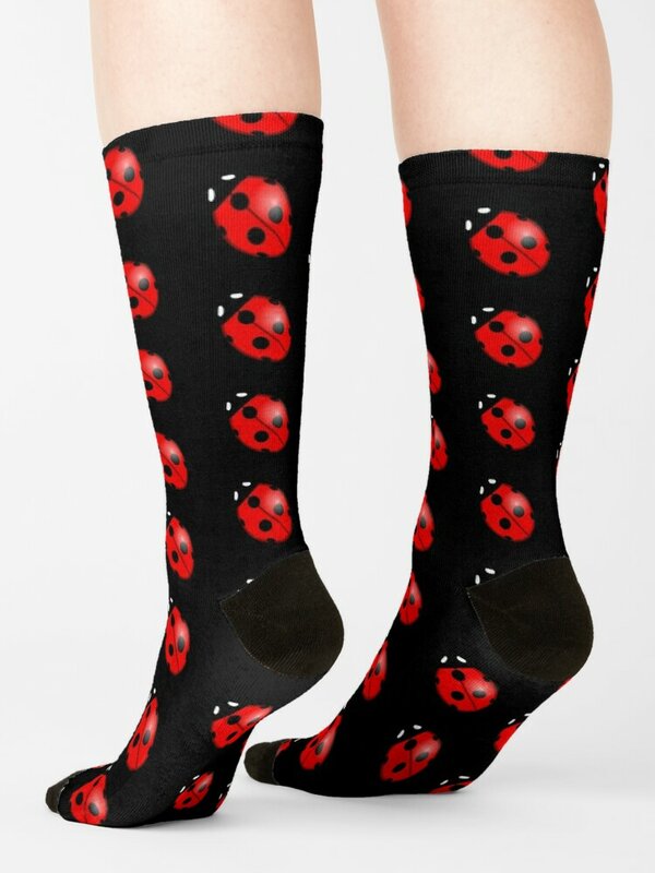 Black Ladybug Pattern Socks Run gifts winter gifts cute Man Socks Women's