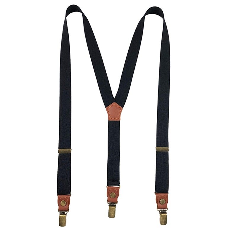 Suspensórios elásticos para homens, suspensão de costas em Y com 3 clipes, suspensórios para calças masculinas, acessórios para festivais, 2,5x120cm