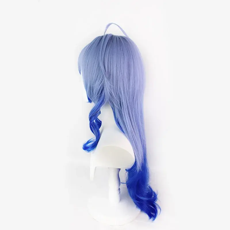 Genshin Impact Ganyu peruka do Cosplay karnawałowy pokaz solowy barwa niebieska głębokim gradientem długie włosy Ganyu peruka do Cosplay czapka z peruką