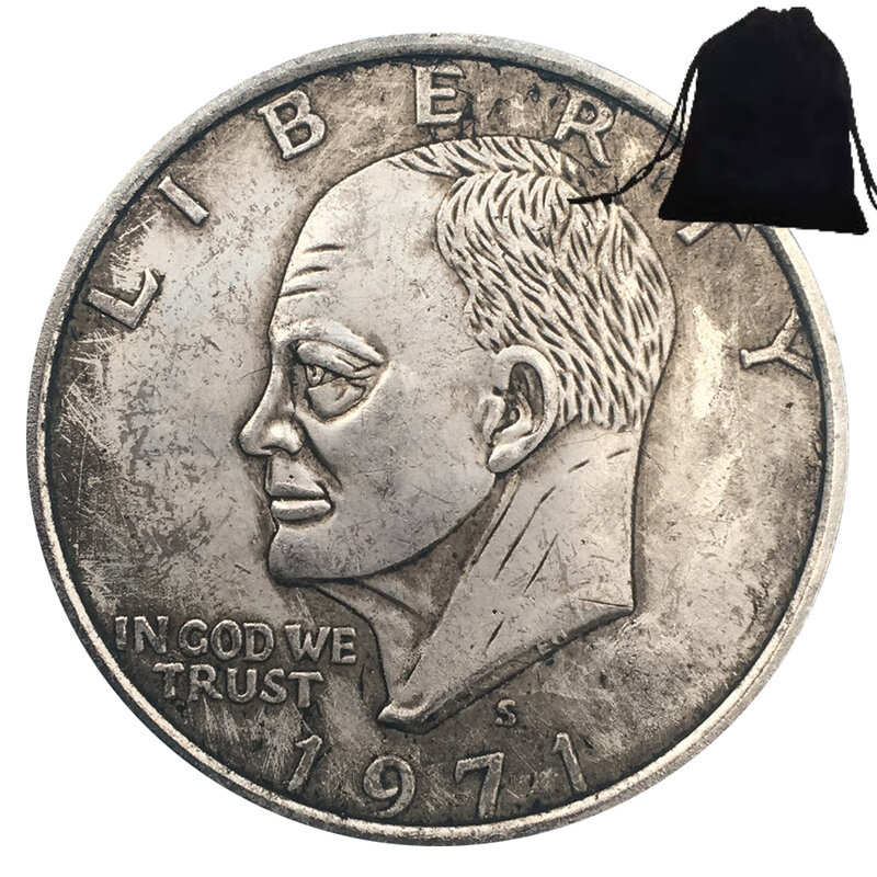 Luxury 1971 Liberty Eisenhower Half-Dollar Fun Couple Art Coin/Nightclub solution Coin/Lucky Commemorative Pocket Coin + Gift Bag