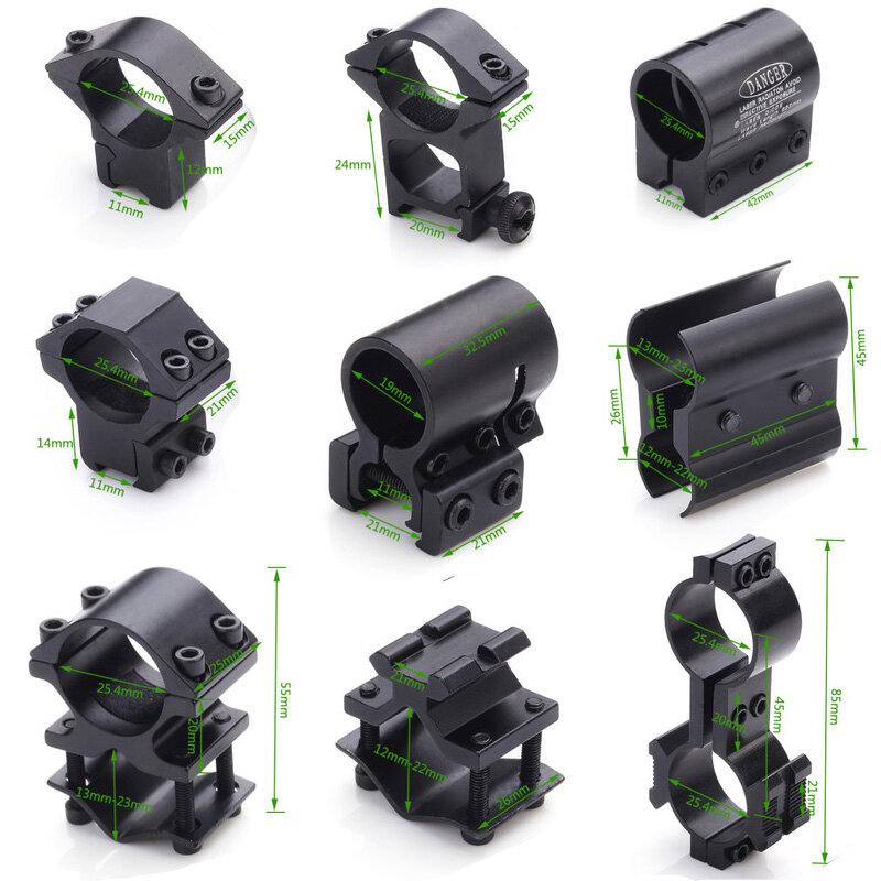 Abrazadera universal para linterna QQ, accesorios Glock de 11MM ~ 22mm, Láser de caza, abrazadera de riel de soporte de pistola de aire, clavos dobles de 24,5mm