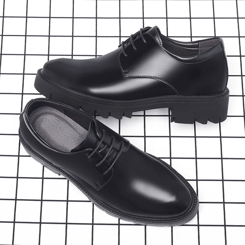Zapatos de tacón alto con plataforma para hombre, calzado Formal de cuero genuino para negocios, Oxford, elevador, 4/7/9 CM de altura, novedad
