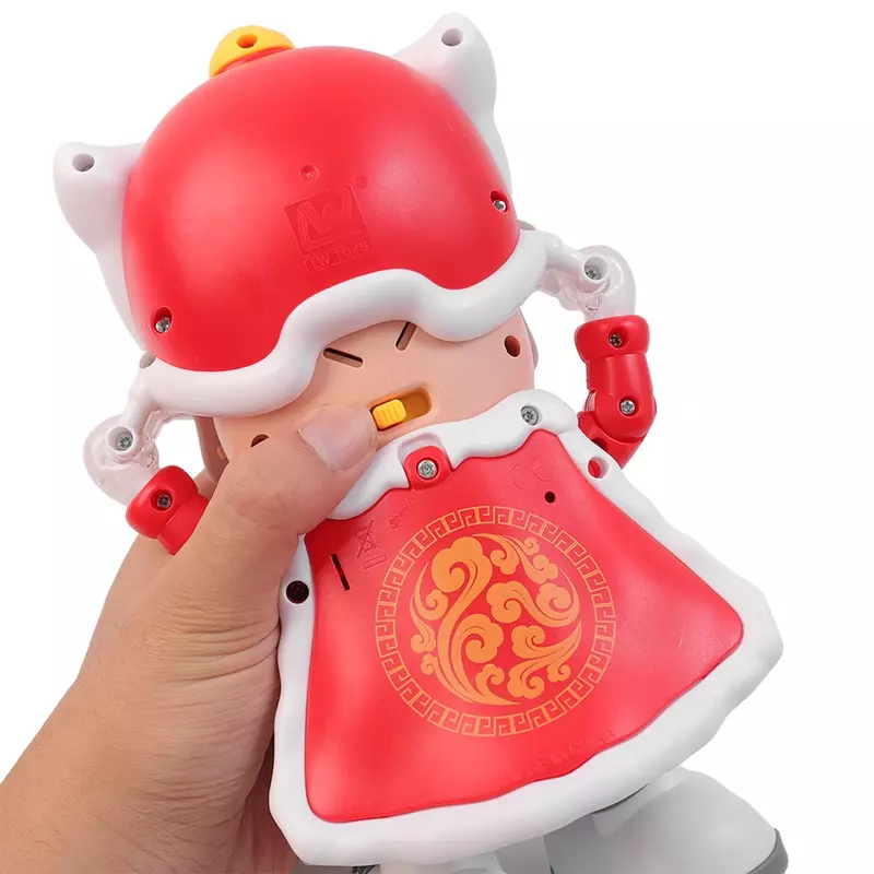 Electric Luminous Music Lion Dance Robot Toy Cartoon Swinging Lion Dance Boy Toy New Year Party Kids Puzzle Interactive Toy Gift