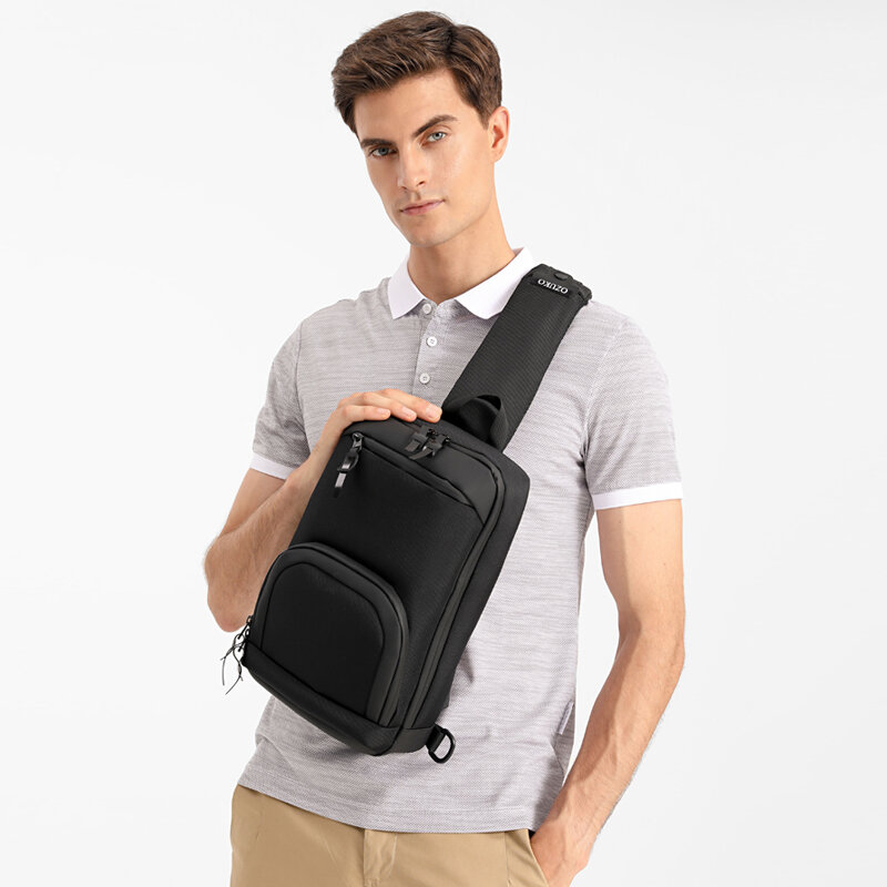 OZUKO Crossbody bag men Waterproof Oxford Short Travel Messenger Bag Casual Chest Bag Quality Male USB Charging Crossbody Bag