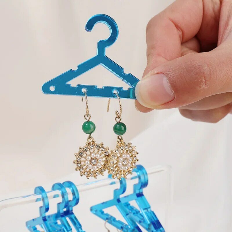 8 buah gantungan anting perhiasan gantungan tampilan berdiri akrilik Organizer kreatif mantel gantungan bentuk meja telinga Stud penyimpanan perhiasan