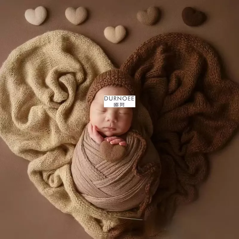 Alat peraga fotografi baru lahir bahan wol, properti fotografi hati cinta, aksesori Studio bayi