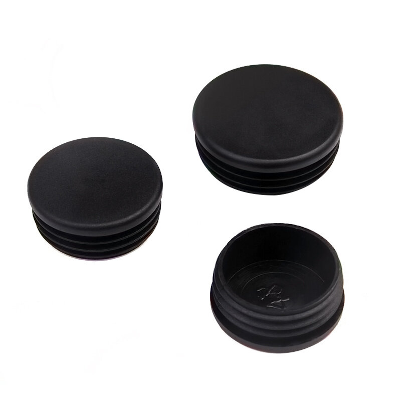 PE Plastic Black Round Pipe Plug 12 14 16 19 20 22 25 28 30~76mm Chair Non-Slip Foot Pads Sealing Cover 2-20pcs