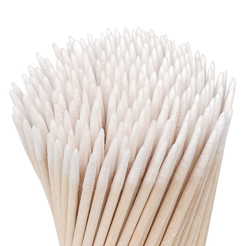 500pcs wood cotton swab Ear cleaning Stick Cotton buds Disposable eyelash extension microbrush cotton rod ear wax removal tool
