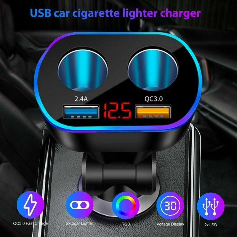 Dual USB Car Cigarette Lighter Socket Splitter Charger Power Adapter Outlet