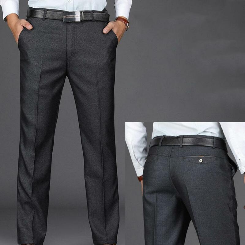 Formal Business Pants Fine Sewing Workwear Anti-fade Spring Autumn Solid Color Straight Fit Loose Business Pants