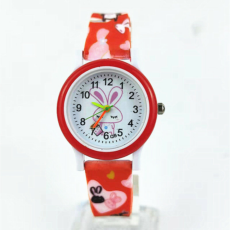Reloj de cuarzo con estampado de correa de silicona para niños y niñas, relojes de moda informales con dibujos animados