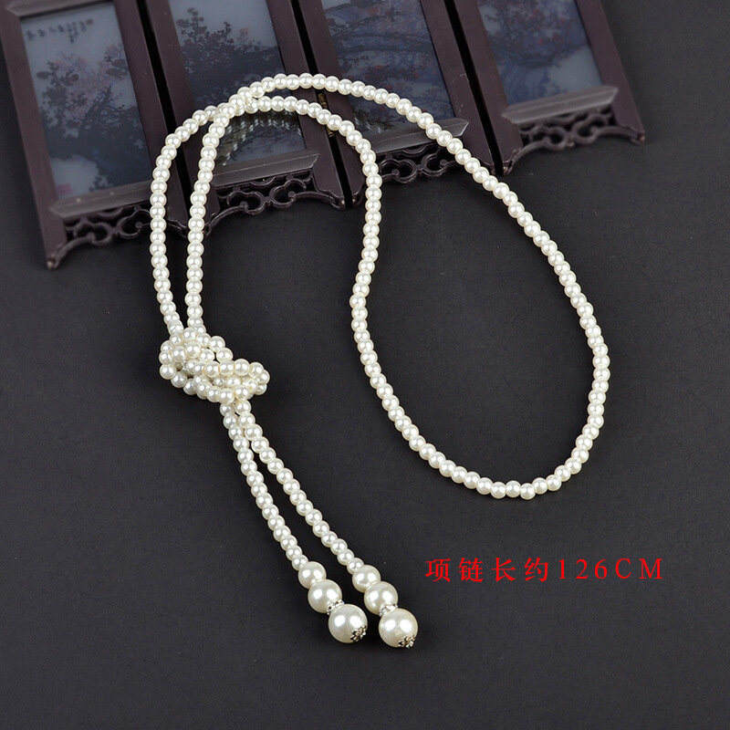 1920s Pearls Necklace Fashion Faux Pearls Gatsby Accessories Vintage Costume Jewelry Cream collares para mujer For Women