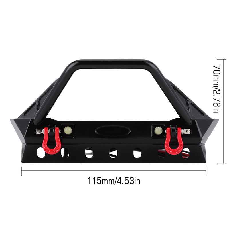 Metal Front Bumper with LED Light for 1:10 RC Crawler Car TRX4 Axial SCX10 90046 & SCX10 III AXI03007 Upgrade Parts