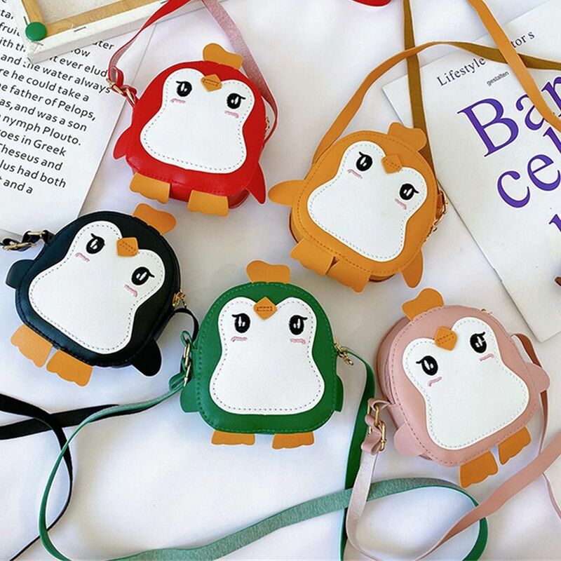 Bolso de hombro con forma de pingüino Animal para niños y niñas, bolso cruzado pequeño de cuero PU lindo