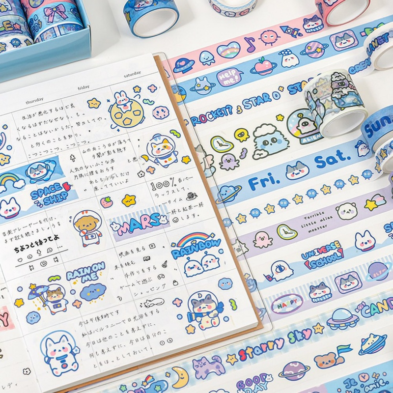 Mr.paper-juego de cintas Washi de animales pequeños, cinta decorativa de dibujos animados Kawaii, suministros de papelería, 8 estilos, 20 rollos por caja