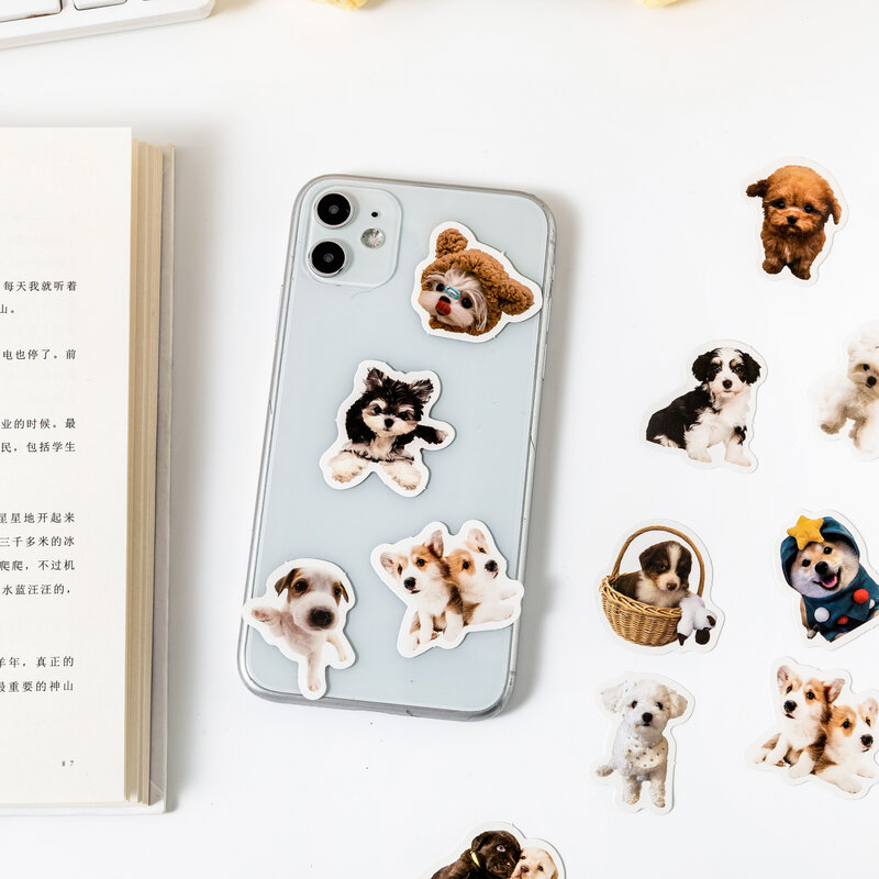 12 Pak/LOT stiker perekat DIY dekorasi kreatif segar seri pesta anjing