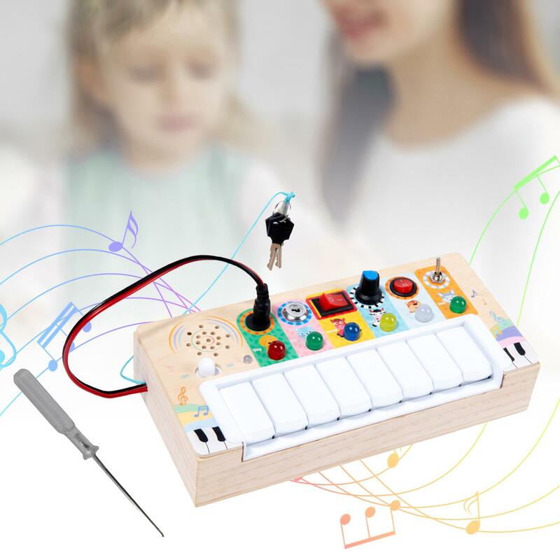 Babies Busy Board, Piano Switch Lights, Atividades de Aprendizagem Pré-Escolar, Jogo de Cognição para Crianças, Idade 3 + Crianças, Brinquedos Educativos