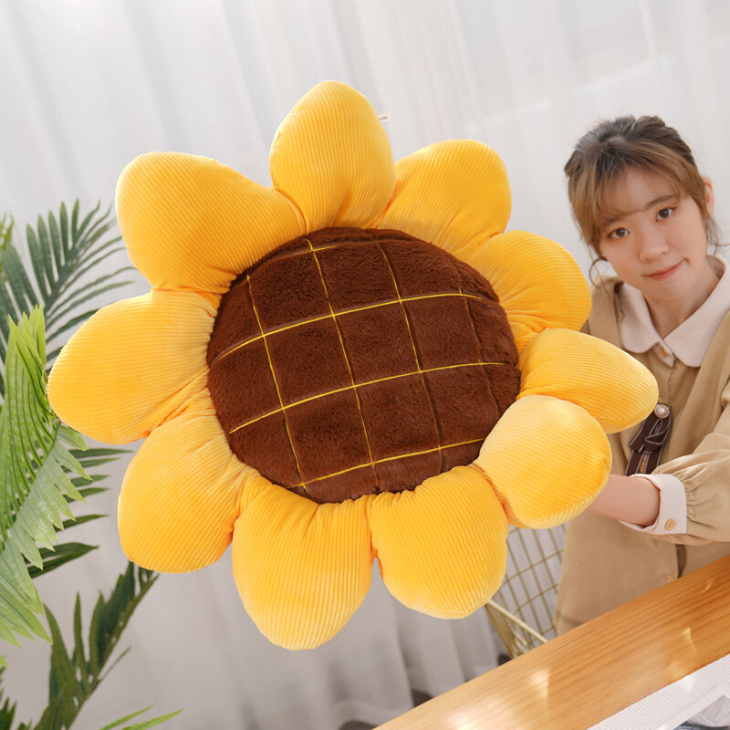 Mainan boneka tanaman bunga matahari lembut, 40/50/70cm Kursi lucu bantal mobil bantal tidur siang kantor dekorasi hadiah ulang tahun anak perempuan