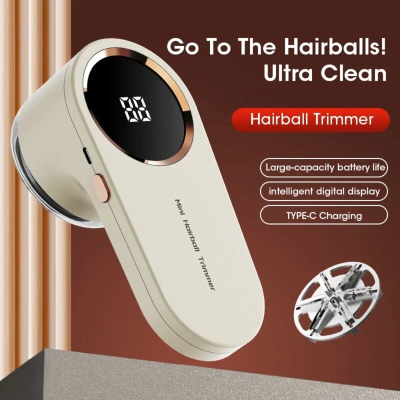 Electric Lint Remover USB Charging Portable Pellet Fluff Remover LED Digital Display Fast Hairball Trimmer Household