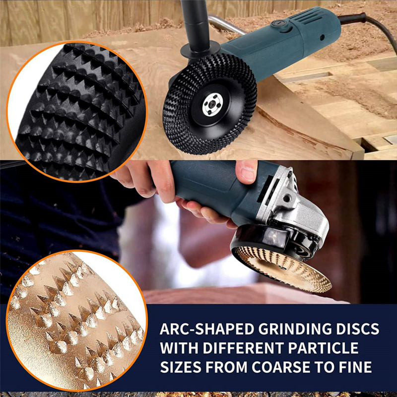 5PCS Angle Grinder Wood Carving Disc Set, 4 and 4 1/2 Angle Grinder Attachments with 5/8 Inch Arbor, Stump Grinder Tool