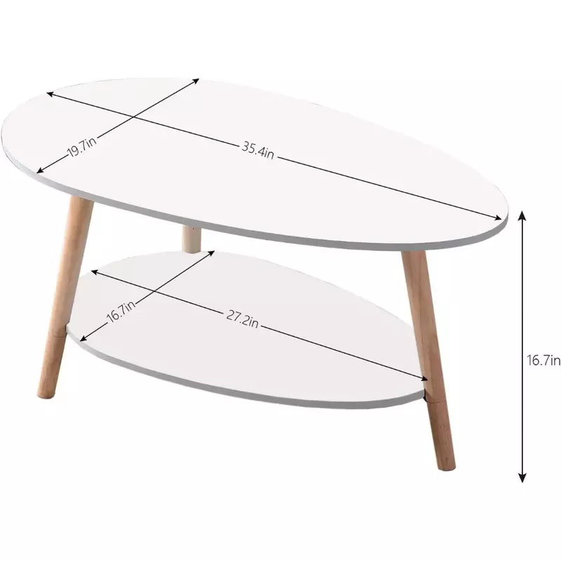 LISM Maupvit Coffee Table-Oval Wood Table for Storage and Display Sofa Table, Furniture Living Room&Home Office