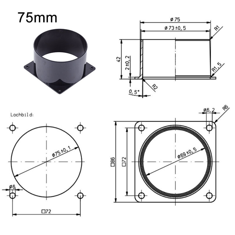 75-120MM ABS Wall Flange Connector Duct Cooling Shroud For Ventilation Pipe Connection For Smart Home Accessories Drop Ship