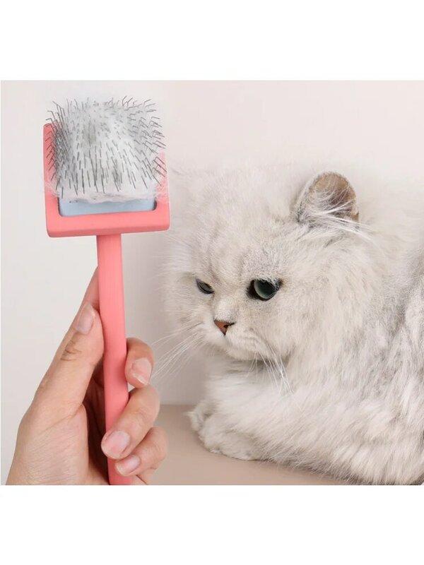Profissional Pet Grooming cabelo removedor escova, manual do agregado familiar beleza hairbrush, punho longo, ancinho Deshedding reutilizáveis