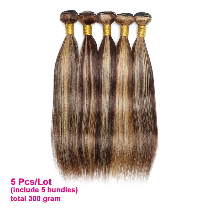 KissHair 60Gram P4/27 podkreśla wiązki ludzkich włosów 10 do 22 Cal w kolorze brązowej blond peruwiańskie przedłużanie włosów podwójne wątki