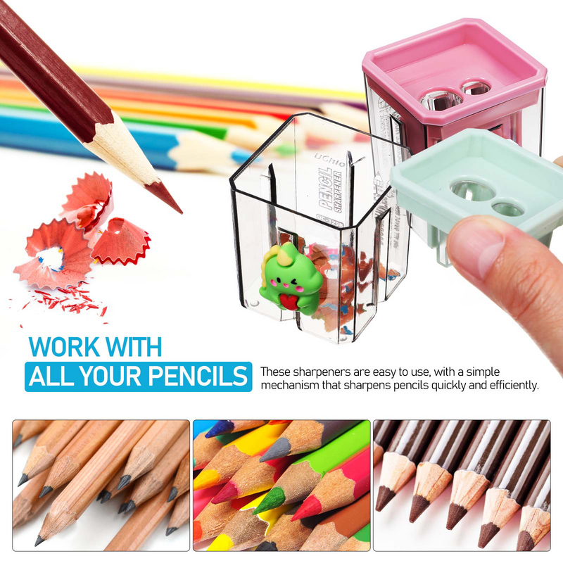 ที่เหลาดินสอสองรูแบบแมนนวลเหลาดินสอแบบมือถือน่ารักอุปกรณ์ศิลปะตกแต่งบ้านสำนักงานรางวัลห้องเรียน
