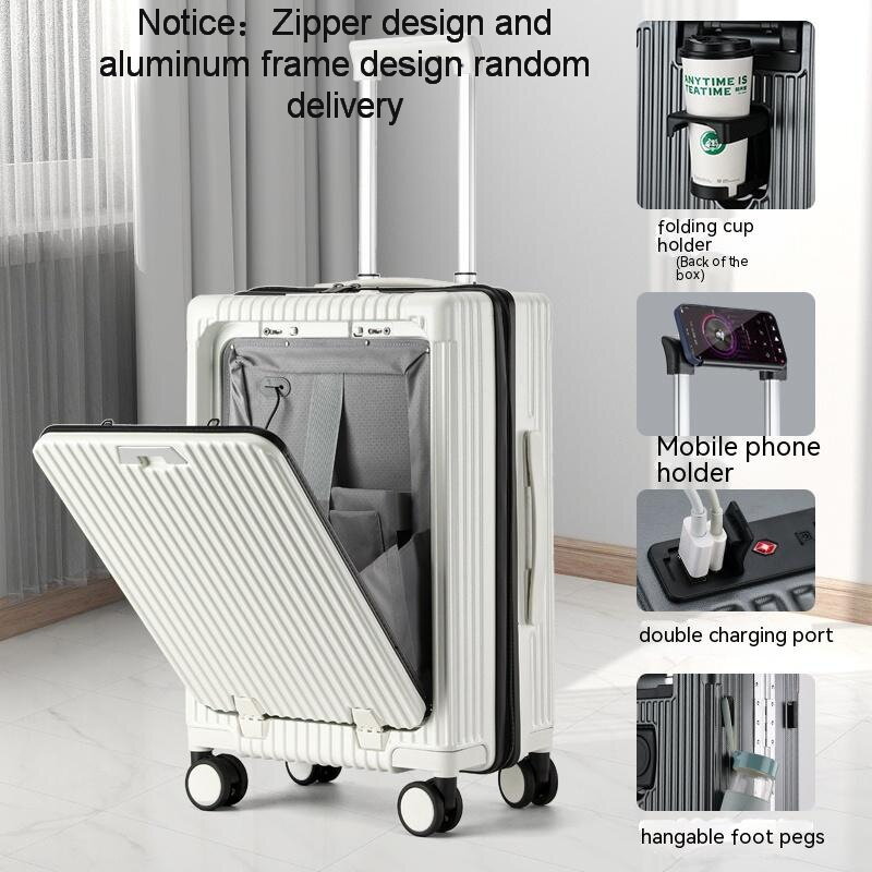 New High Quality Travel Trolley Case Large Capacity Suitcase Lnch PC Aluminum Trolley Suitcase Waterproof Metallic Cabin Luggage