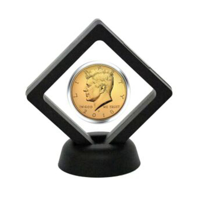 2pcs Coin Frame Penny 90*90mm Decoration Black Plastic Floating Display Holder Box Stand Collection Protection