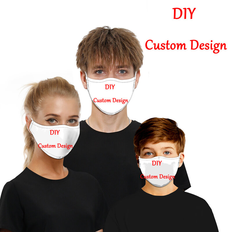 Reutilizável Windproof Dustproof Máscara Facial para Adultos e Crianças, Unisex, DIY, Design Personalizado, Impresso 3D, Drop Shipping