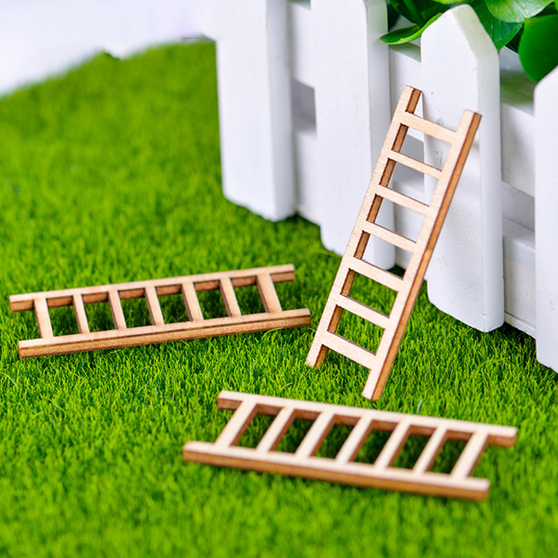15 Pcs Small Staircase Ornaments Micro Landscape Decor Wooden Stairs House Mini Simulation Ladder Bonsai