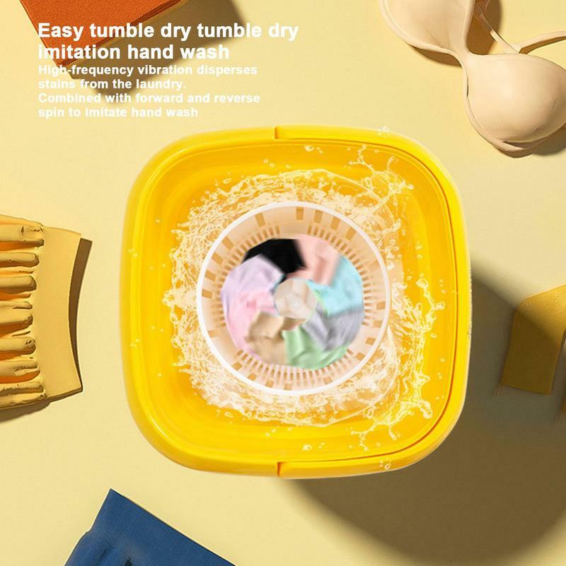 Small Portable Washer Kids Clothes Washer Machine Yellow Duck Design Clothes Washing Tool For Apartment Dorm Camping RV Travel