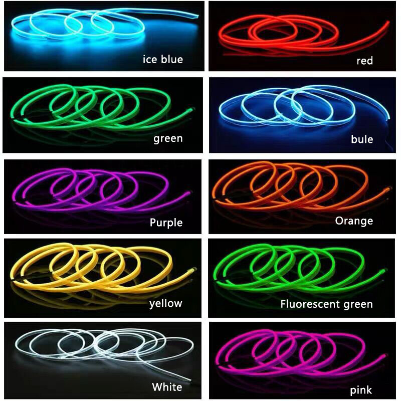 Ô Tô Bầu Không Khí Đèn Xe Ô Tô Chiếu Sáng Nội Thất Dây Đèn LED Trang Trí Vòng Hoa Dây Dây Chuyền Ống Linh Hoạt Đèn Neon Ổ USB