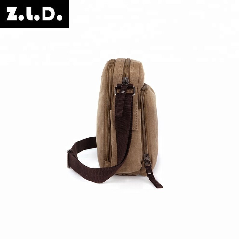 ZUOLUNDUO-bandolera de lona para hombre, bolso de hombro de alta capacidad, color sólido, a la moda