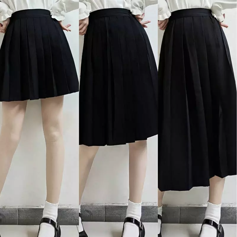 Uniforme scolaire japonais pour filles, jupe plissée trempée, robe courte/moyenne/longue de lycée, taille élastique