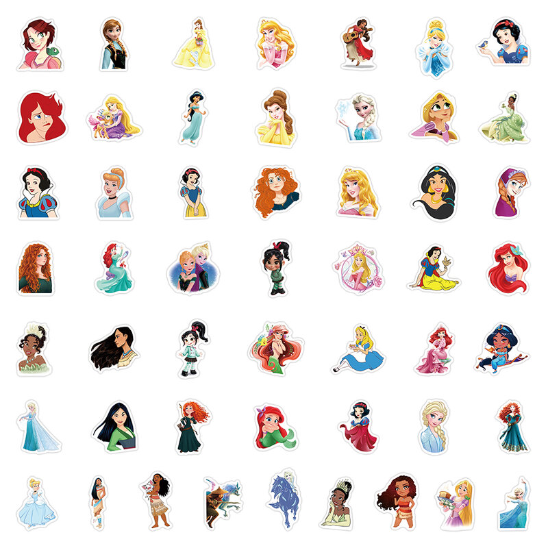 Disney Cartoon Princess Adesivos, Decoração Decalque Estética, Laptop, Motocicleta, Bagagem, Carro, Adesivo para Menina, Garoto, Bonito, 10 pcs, 30 pcs, 50pcs