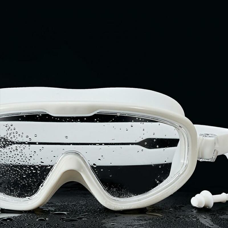 Óculos de natação adultos com visão ampla, proteção anti-nevoeiro, alça ajustável para óculos de natação sem vazamento