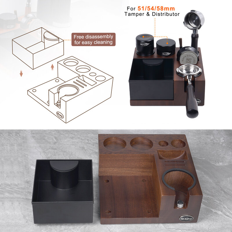 IKAPE V5 Espresso Knock Box, Espresso Coffee Organizer Box Fit for Storage Tamper, Distributor, Portafilter & Puck Screen