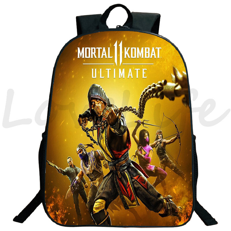 16-дюймовый школьный рюкзак Mochila Mortal Kombat, школьный рюкзак на молнии для подростков, школьный рюкзак для мальчиков и девочек с 3D рисунком