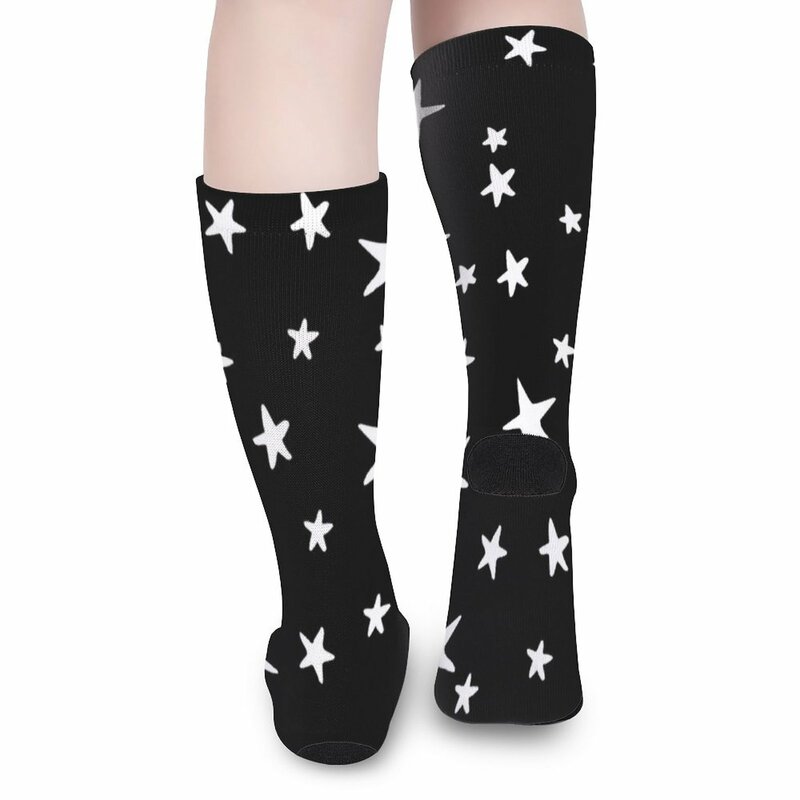 Stars - White on Black Socks Children's socks winter socks MEN FASHION