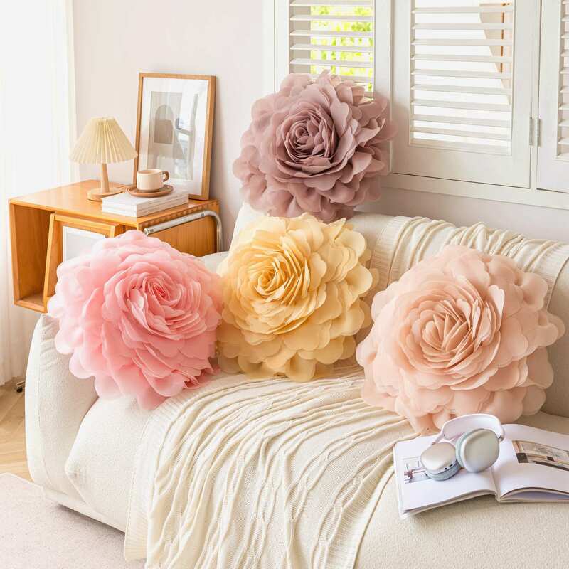 الأميرة متعددة الطبقات ثلاثية الأبعاد الزهور نمط المخدة ، غطاء الوسادة ، حافظة عادية ، أريكة ، ديكور غرفة نوم ، الفاخرة