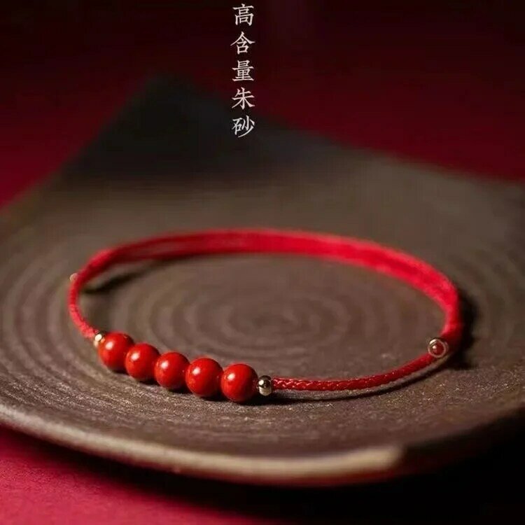 Braccialetto di corda rossa cinabro naturale braccialetto di gioielli con catena a piede di sabbia rossa braccialetto di gioielli da uomo e da donna