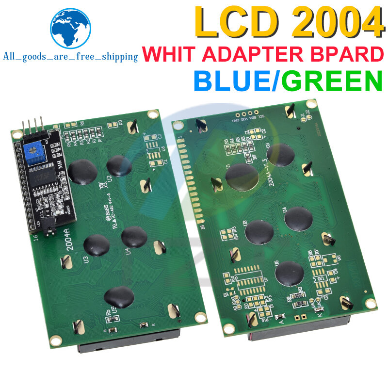 TZT LCD2004 + I2C 2004 20x4 2004A niebieski/tło Green screen HD44780 znak LCD /w IIC/I2C moduł Adapter interfejsu szeregowego do Arduino